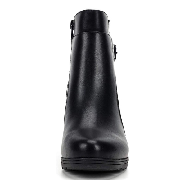 Mixed Snake- Black Bootie Chunky Heel Buckle Strap Ankle - Picture 7 of 11